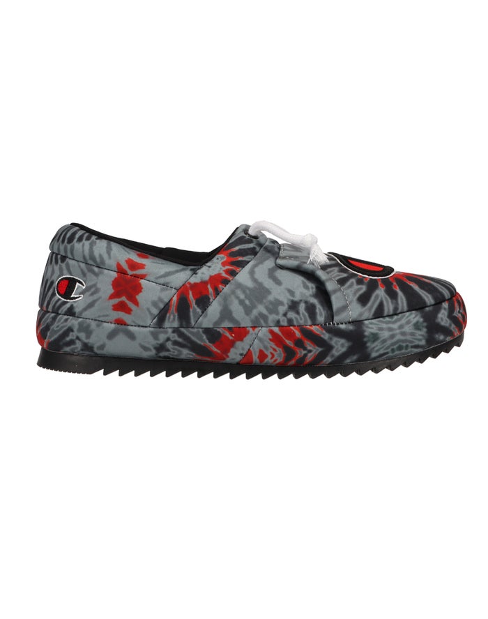 Champion University Tie-Dye Slippers Heren - Grijs/Zwart/Rood - Belgie 6413FPDKO